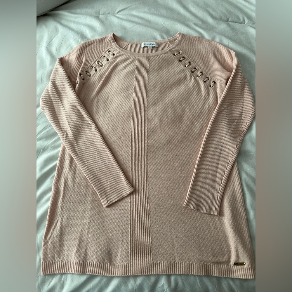 Calvin Klein Blush Ribbed Knit Top